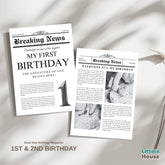 Dual Side Birthday Magazine- 1st & 2nd Birthday D159 | Pack of 1 | Black White
